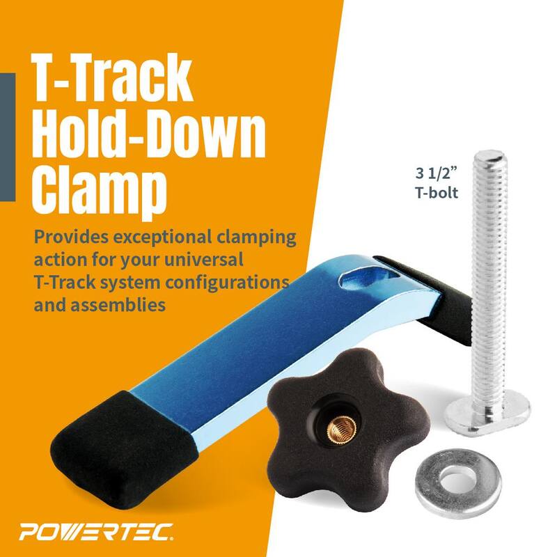 Carril en T universal POWERTEC de 48 pulgadas con 2 sujetadores de presión - 71169