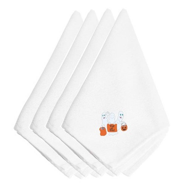 Carolines Treasures Halloween Trick or Treat Three Ghosts Embroidered Napkins, 4PK - EMAI0006NPKE