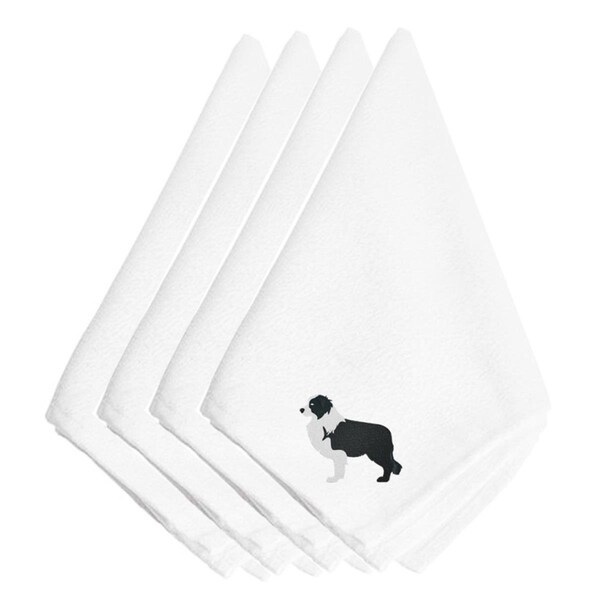 Carolines Treasures Black Border Collie Embroidered Napkins, Set of 4 - BB3423NPKE