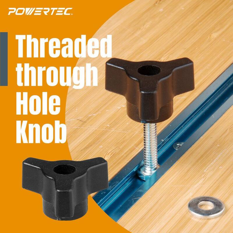 Tornillos, arandelas y perillas de riel en T POWERTEC 1/4-20 in. x 1-1/2 in. (Paquete de 10) - 71068