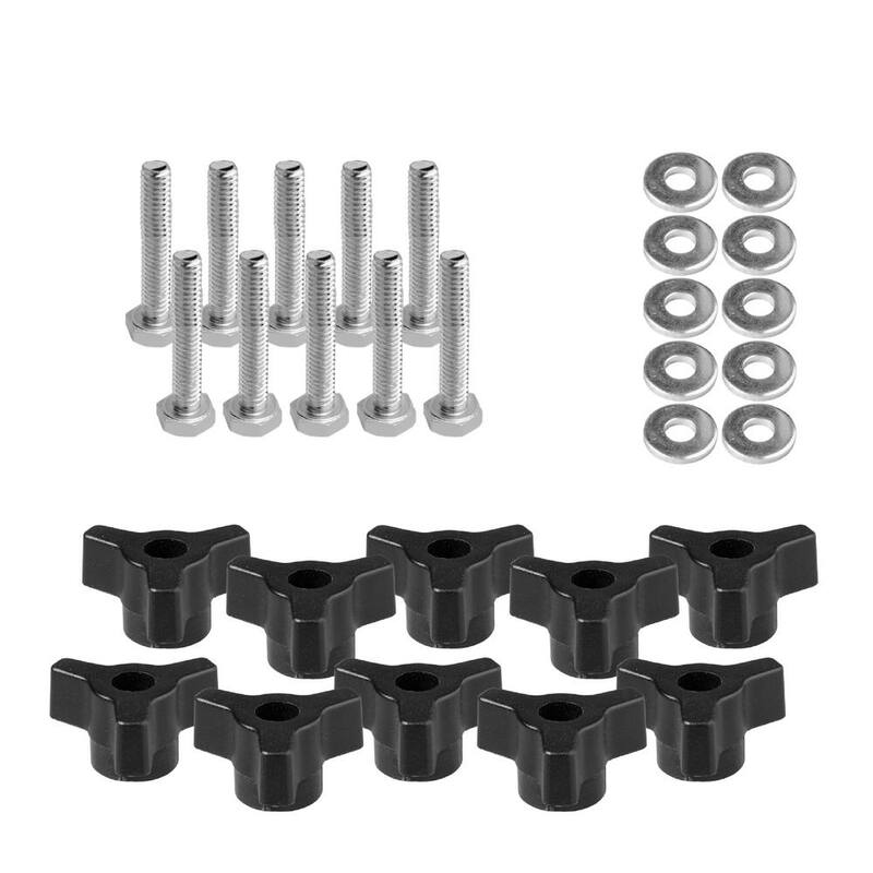 Tornillos, arandelas y perillas de riel en T POWERTEC 1/4-20 in. x 1-1/2 in. (Paquete de 10) - 71068