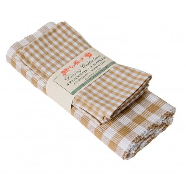 Mr. Mjs Trading 4 Placemats Plus 4 Napkins Set, Toro Beige Check - AG-05294