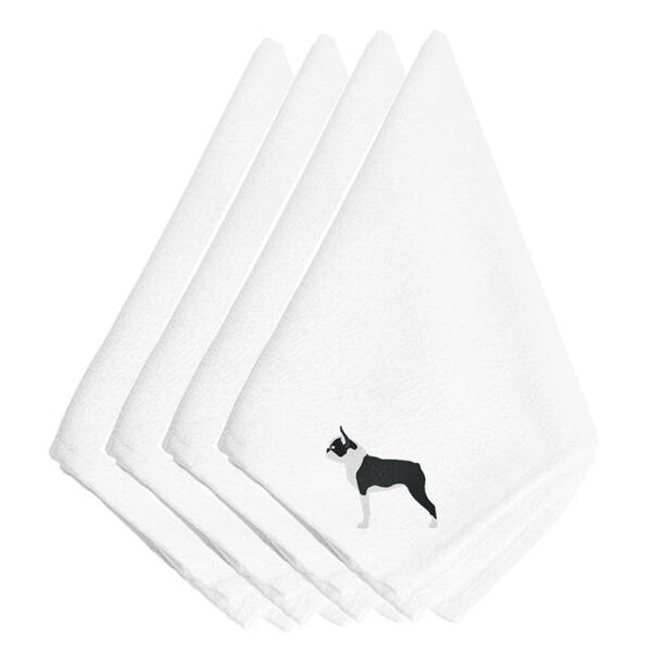 Carolines Treasures Carolines Treasures BB3444NPKE Boston Terrier Embroidered Napkins; Set of 4 - BB3444NPKE