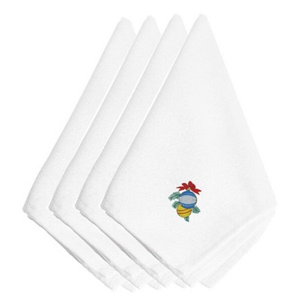 Carolines Treasures Christmas Ball Ornaments Embroidered Napkins, Set of 4 - EMBT2424NPKE