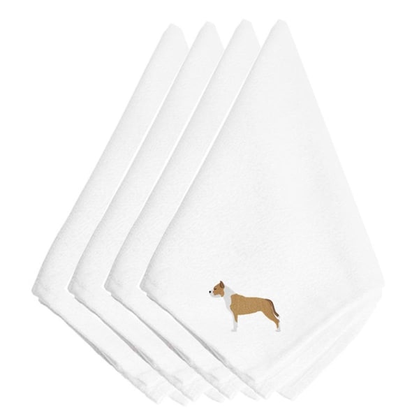 Carolines Treasures Staffordshire Bull Terrier Embroidered Napkins, Set of 4 - BB3454NPKE