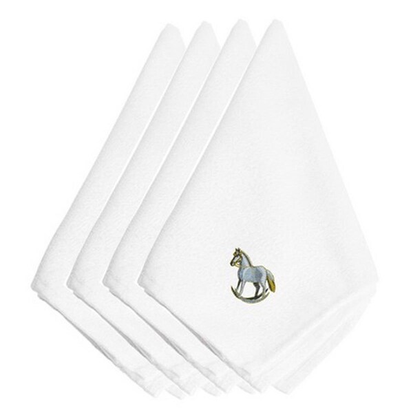 Carolines Treasures Christmas Rocking Horse Embroidered Napkins, Set of 4 - EMBT2080NPKE