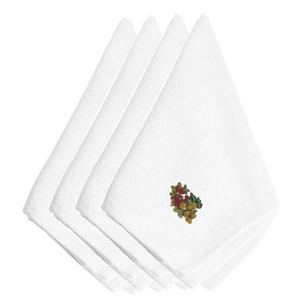 Carolines Treasures Fall Raspberries and Acorns Embroidered Napkins, Set of 4 - EMBT3817NPKE
