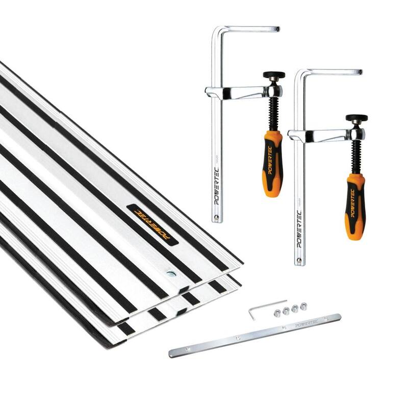 Juego de unión de rieles guía de sierra circular de aluminio de 110 pulgadas para DeWalt (2 rieles de 55 pulgadas) con conectores de riel guía y abrazaderas - 72059N