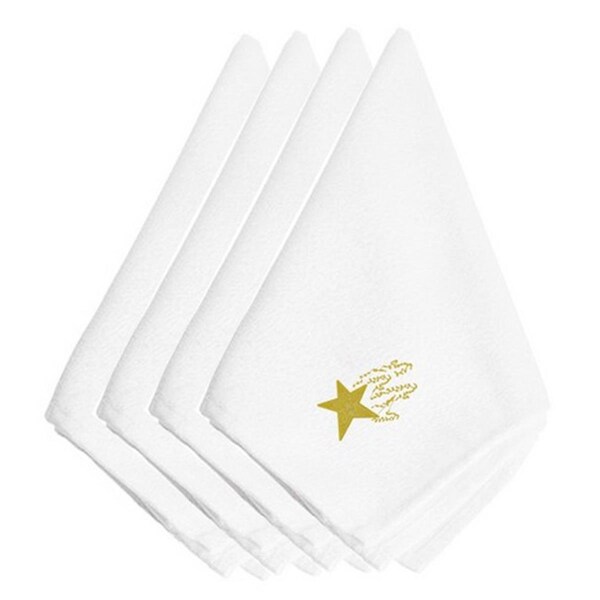 Carolines Treasures Christmas Gold Star Embroidered Napkins, Set of 4 - EMBT2982NPKE
