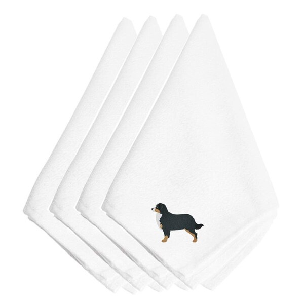 Carolines Treasures Bernese Mountain Dog Embroidered Napkins, Set of 4, 4PK - BB3419NPKE