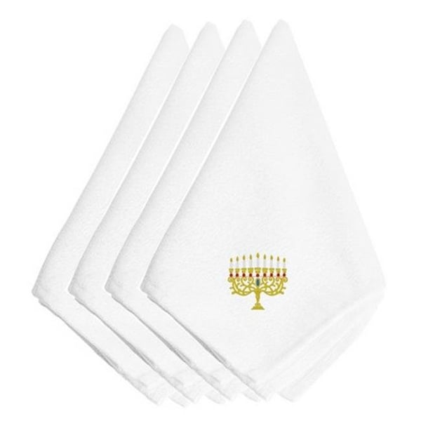 Carolines Treasures Carolines Treasures EMBT2991NPKE Hanukkah Menorah Embroidered Napkins; Set of 4 - EMBT2991NPKE