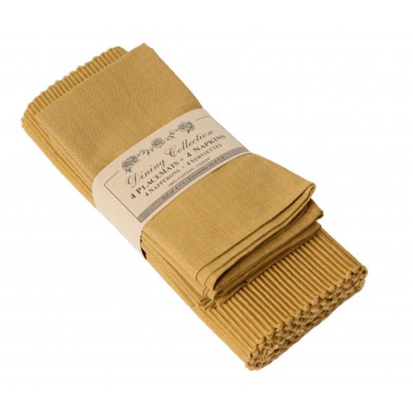 Mr. Mjs Trading 4 Placemats Plus 4 Napkins Set, Mustard - AG-05308