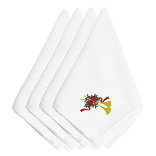 Carolines Treasures Christmas Horn Embroidered Napkins, Set of 4 - EMBT2980NPKE