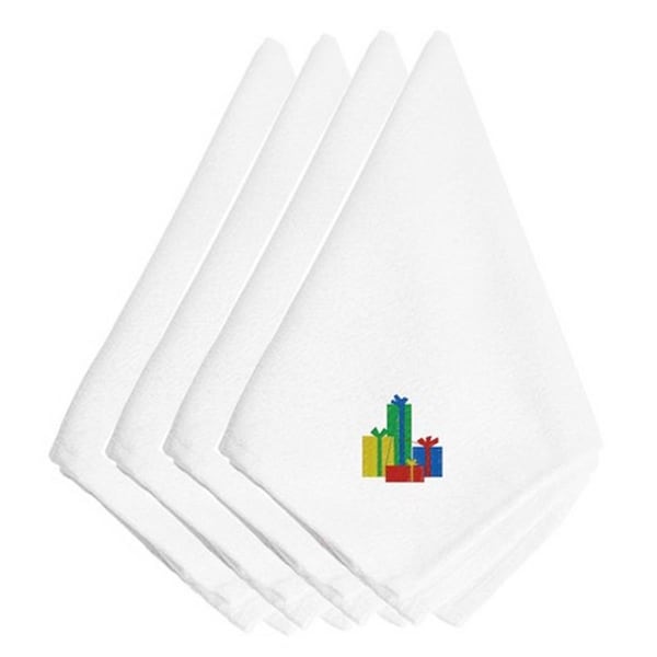 Carolines Treasures Christmas Presents Embroidered Napkins, Set of 4, 4PK - EMBT2066NPKE
