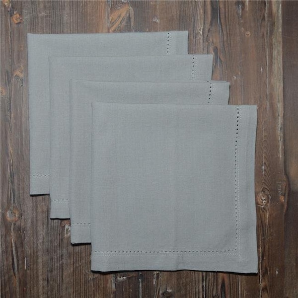 Dunroven House Dunroven House RK810-GY Hemstitched Cotton Napkins; Gray - Set of 4 - RK810-GY