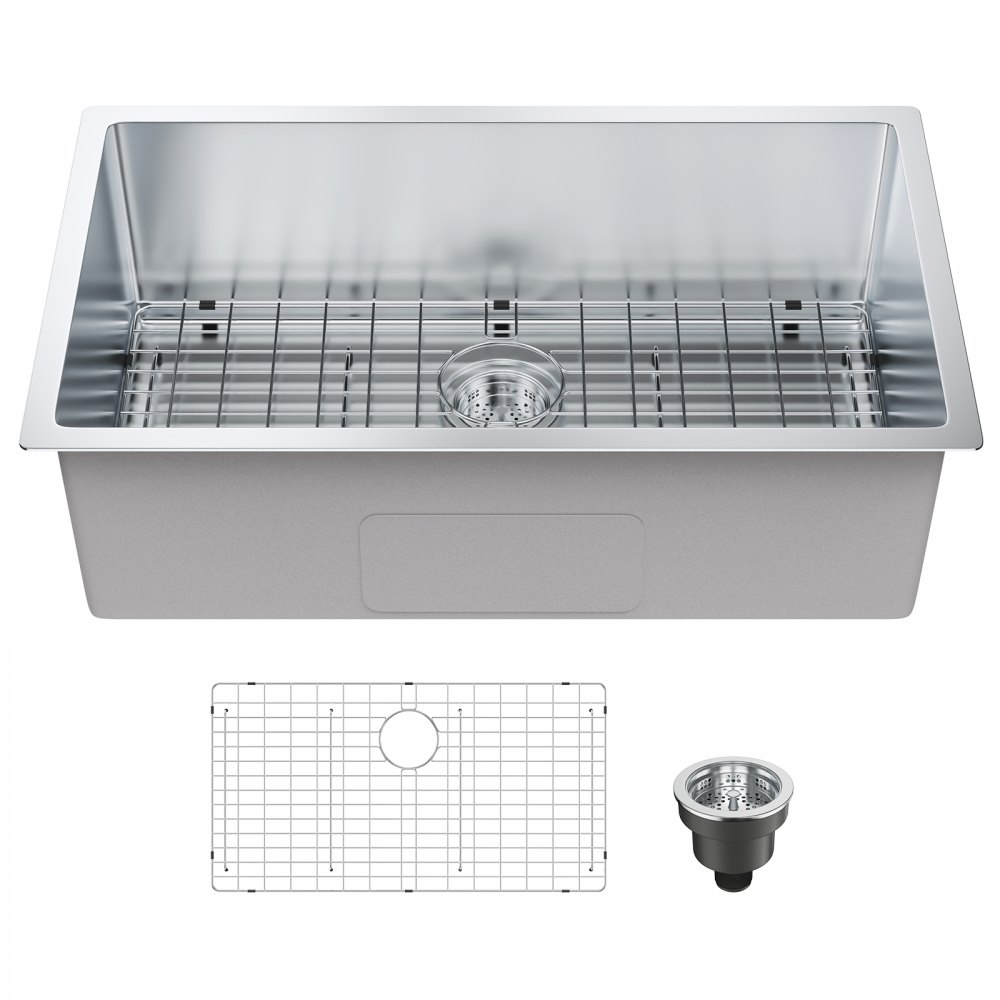 VEVOR Kitchen Sink, 304 Stainless Steel Drop-In Sinks, Undermount Single Bowl Basin with Accessories(Pack of 3), Household Dishwasher Sinks for Workstation, RV, Prep Kitchen, and Bar Sink, 30 inch - QRSSCTXPDCY30ZB7SV0