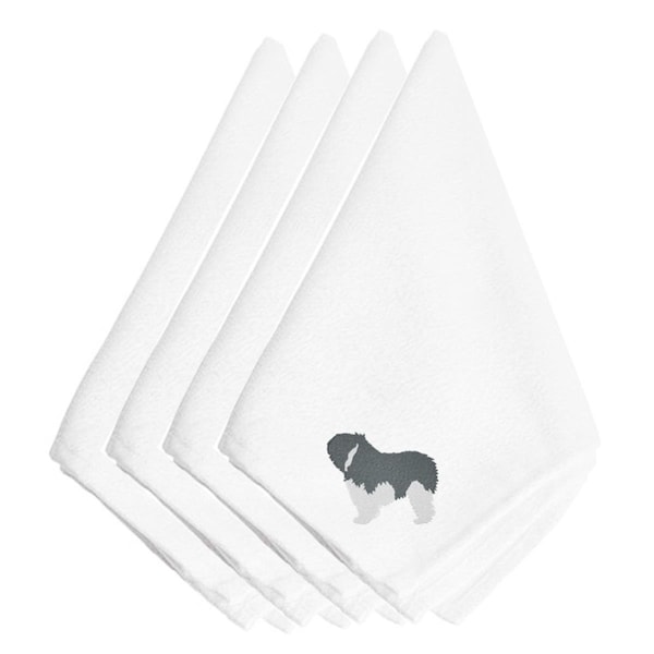Carolines Treasures Polish Lowland Sheepdog Dog Embroidered Napkins, Set of 4 - BB3432NPKE