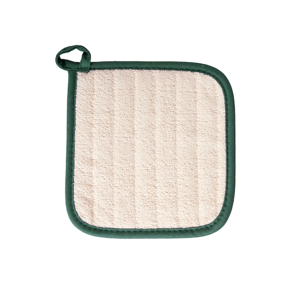 Ritz Concepts Quilted Natural Terry Front / Drk Grn Fabric Back Pot Holder - 35320