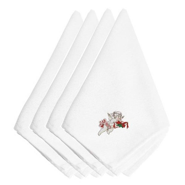 Carolines Treasures Christmas Cherub Ribbon Embroidered Napkins, Set of 4 - EMBT2416NPKE