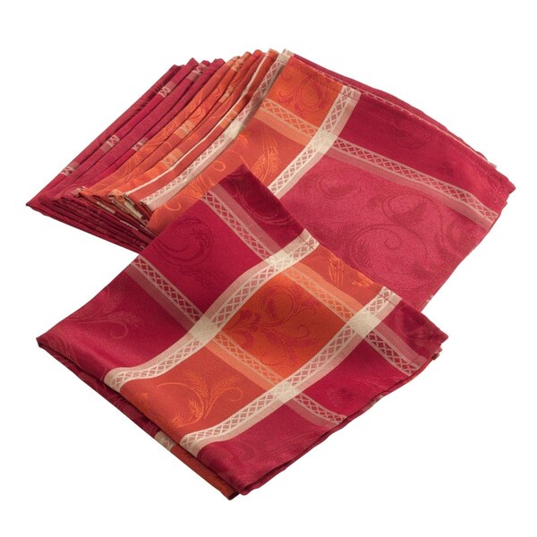 Tistheseason SARO 20 in. Pumpion Collection Plaid Design Dinner Napkins Multi Color - Set of 12 - TI1612977