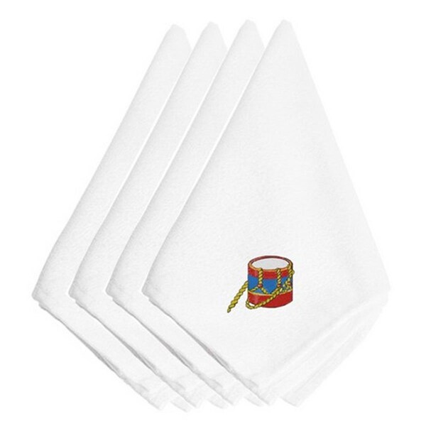 Carolines Treasures Christmas Drum Embroidered Napkins, Set of 4 - EMBT2972NPKE