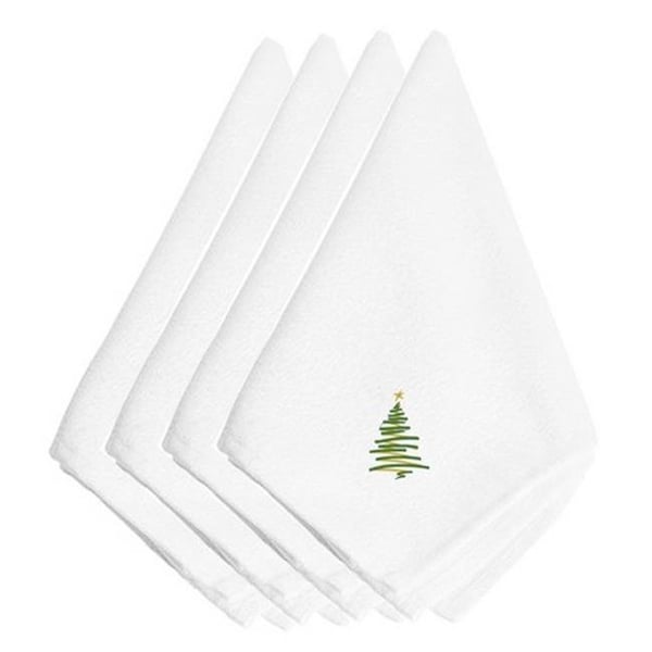 Carolines Treasures Carolines Treasures EMBT2981NPKE Christmas Stylized Tree Embroidered Napkins; Set of 4 - EMBT2981NPKE