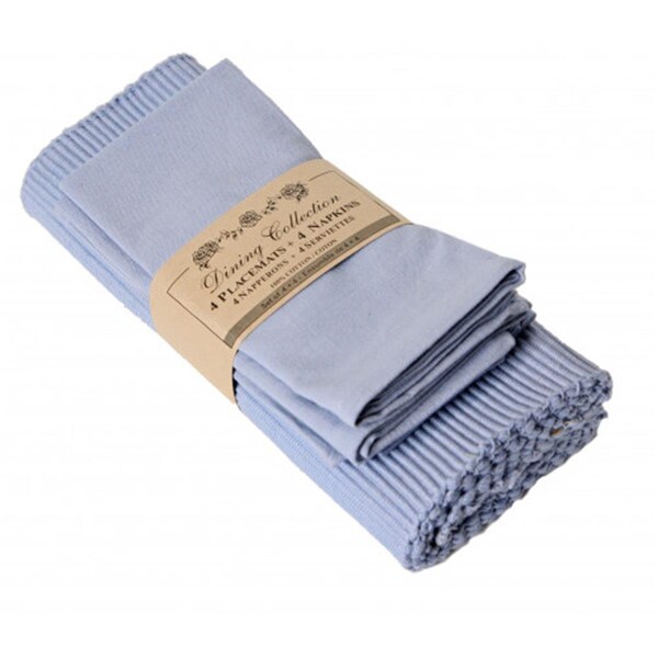 Mr. Mjs Trading 4 Placemats Plus 4 Napkins Set, Periwinkle Blue - AG-05333