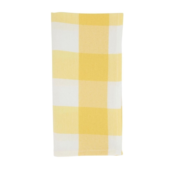 Saro 20 in. Buffalo Plaid Cotton Blend Square Table Napkins, Yellow - 5026.Y20S