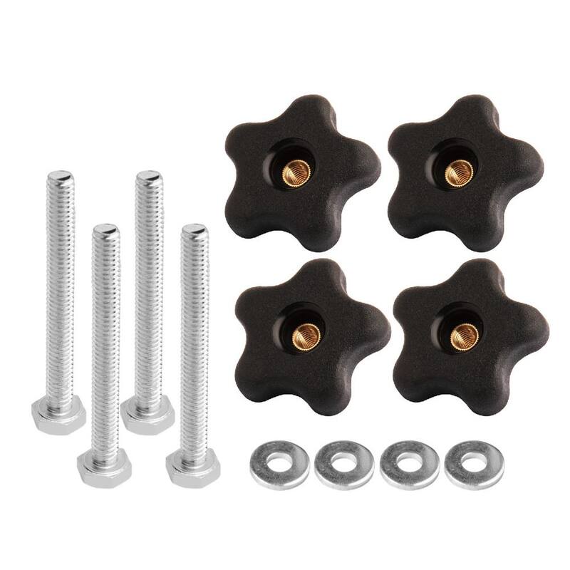 Juegos de perillas para pernos hexagonales POWERTEC, adecuados para usar con rieles en T universales y de 1/4 de pulgada, paquete de 4 juegos - 71070