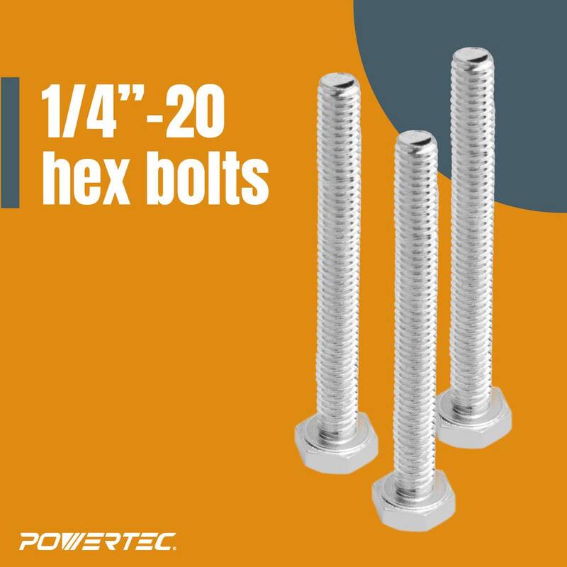 Juegos de perillas para pernos hexagonales POWERTEC, adecuados para usar con rieles en T universales y de 1/4 de pulgada, paquete de 4 juegos - 71070