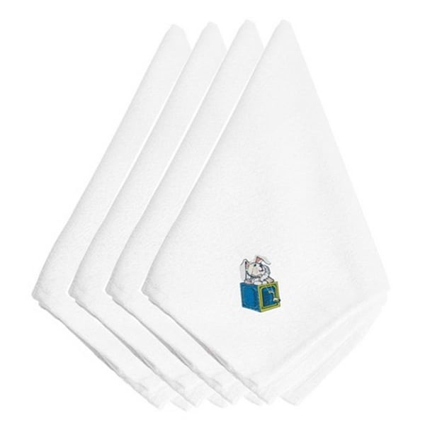 Carolines Treasures Christmas Toy Rabbit N a Box Embroidered Napkins, Set of 4, 4PK - EMBT2976NPKE