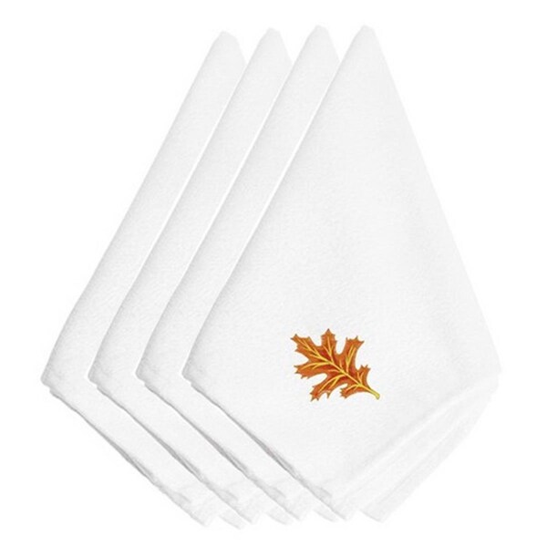 Carolines Treasures Fall Autumn Leaf Embroidered Napkins, Set of 4 - EMBT3449NPKE