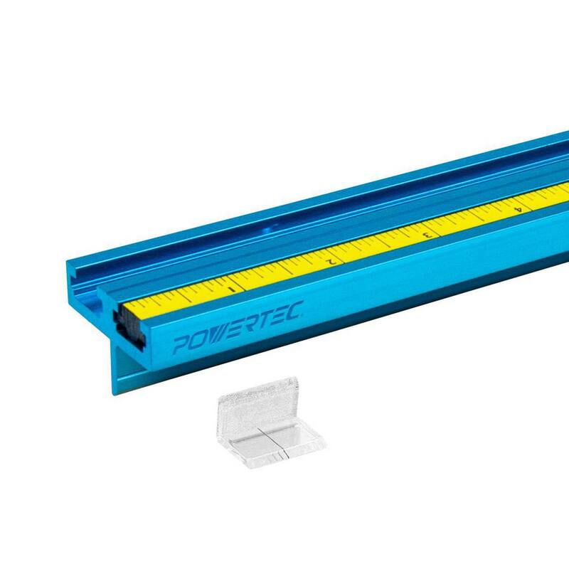 POWERTEC 36 pulgadas. Kit de tapa de cerca de doble riel en T de aluminio, cinta métrica adhesiva de derecha a izquierda e inserto de plástico - 71131