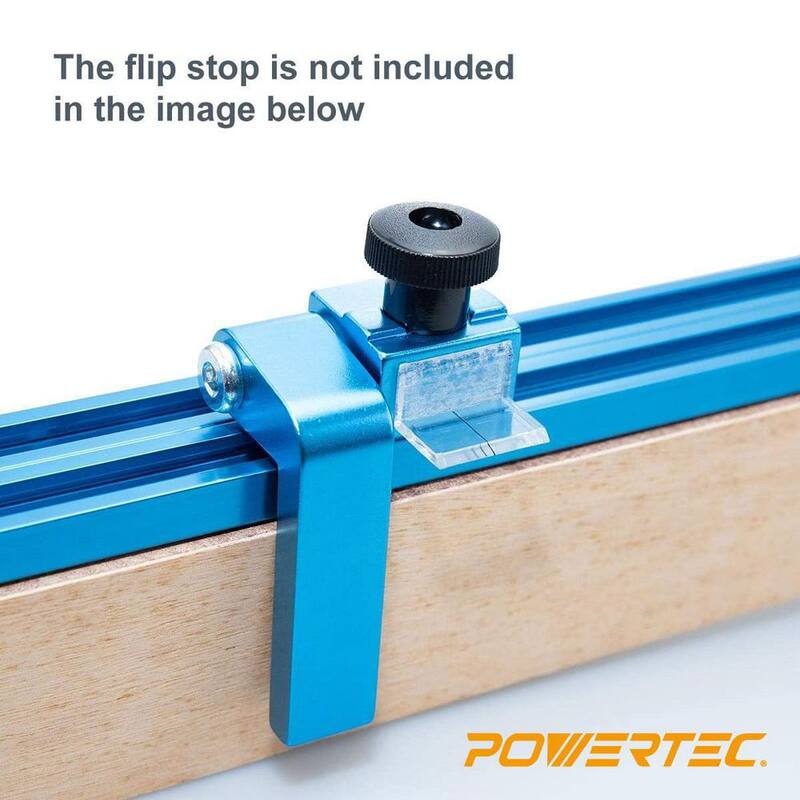 POWERTEC 36 pulgadas. Kit de tapa de cerca de doble riel en T de aluminio, cinta métrica adhesiva de derecha a izquierda e inserto de plástico - 71131