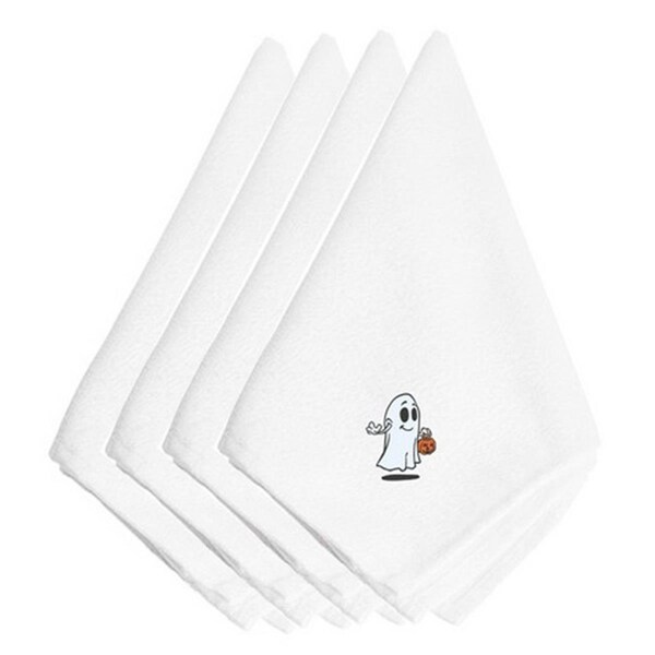 Carolines Treasures Halloween Trick or Treat Ghost Embroidered Napkins, Set of 4, 4PK - EMAI0005NPKE