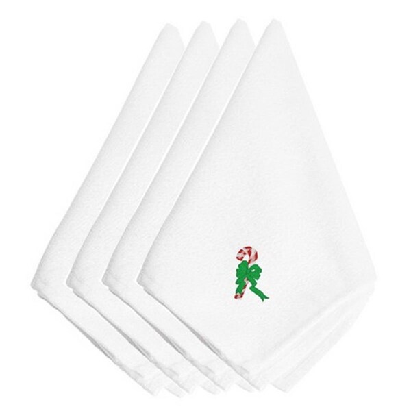 Carolines Treasures Carolines Treasures EMBT2068NPKE Christmas Candy Cane Embroidered Napkins; Set of 4 - EMBT2068NPKE