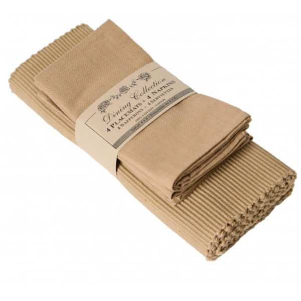 Mr. Mjs Trading 4 Placemats Plus 4 Napkins Set, Beige - AG-05310