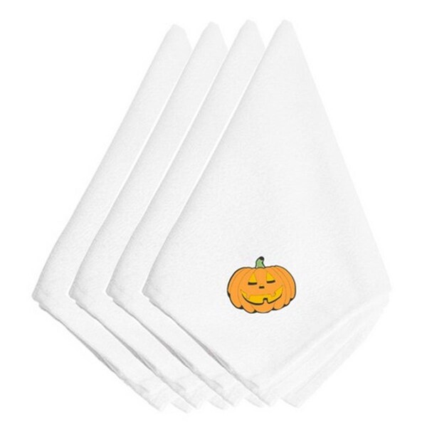 Carolines Treasures Halloween Jack O Lantern Pumpkin Embroidered Napkins, Set of 4 - EMAI0004NPKE