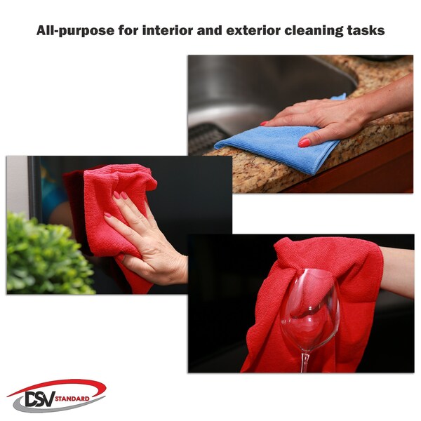 Dsv Standard Microfiber Cleaning Cloth, 13.8in x 15.7in, 12-PK - 86999