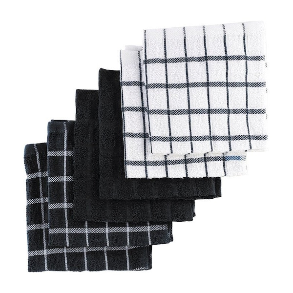 Ritz Ritz Black Cotton Check/Solid Dish Cloth 6 pk - 92414