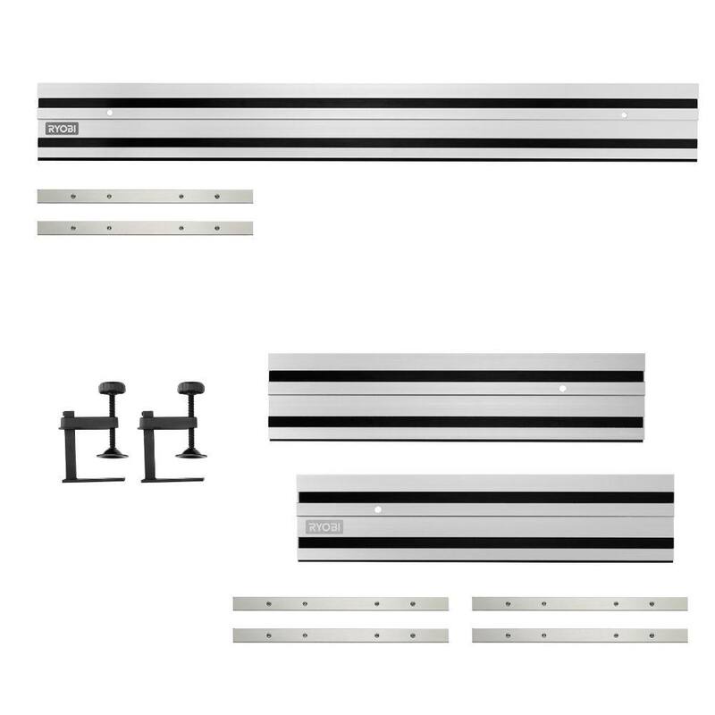 Sujetador de material para sierra de riel RYOBI (paquete de 2) con riel de 55 pulgadas y riel de sierra de riel de 2 piezas de 55 pulgadas - A73CL2-A73TS02-A73TS01N
