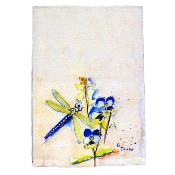 Betsy Drake Betsy Drake GT387 Blue Dragonfly Guest Towel - GT387