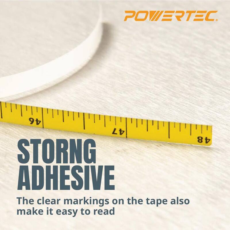 Cinta métrica autoadherible de derecha a izquierda POWERTEC de 4 pies de largo x 5/16 pulgadas de ancho x 1/128 pulgadas de grosor - 71134