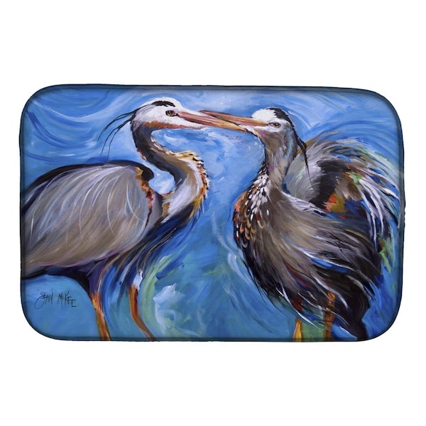 Carolines Treasures Blue Heron Love Dish Drying Mat - JMK1011DDM