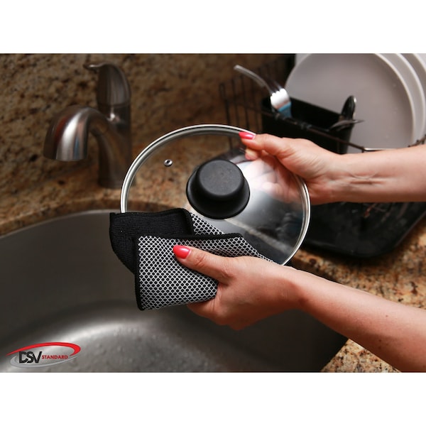 Dsv Standard Microfiber Dish Cloth with Poly Scour, 6PK - 86111
