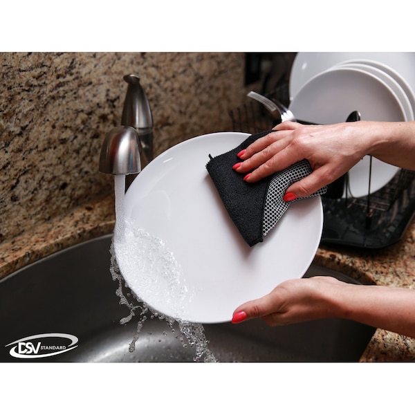 Dsv Standard Microfiber Dish Cloth with Poly Scour, 6PK - 86111