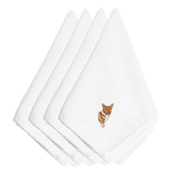 Carolines Treasures Corgi Embroidered Napkins, Set of 4 - EMBT2398NPKE