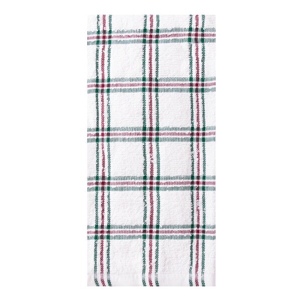 Ritz Concepts Kitchen Towel 100% Cotton Terry Check White/Wine/Dark Green - 10420