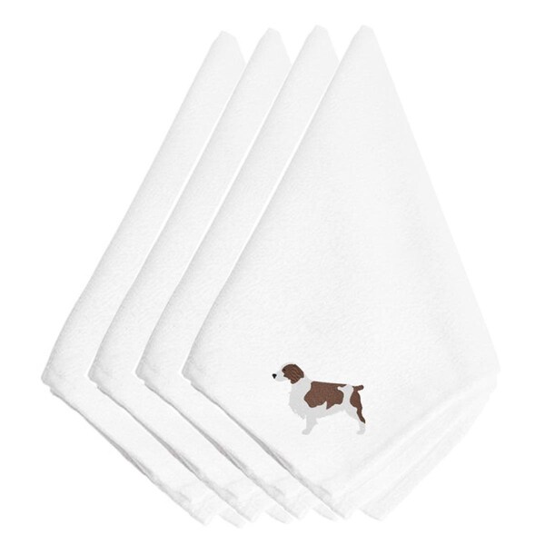 Carolines Treasures Welsh Springer Spaniel Embroidered Napkins, Set of 4, 4PK - BB3400NPKE