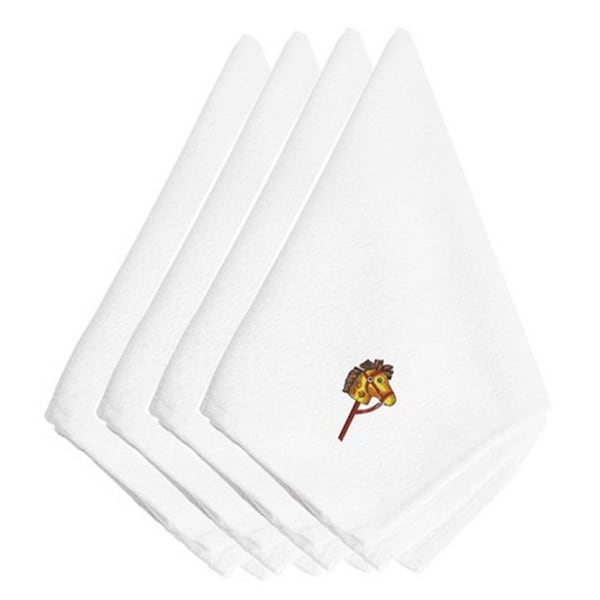 Carolines Treasures Christmas Hobby Horse Embroidered Napkins, Set of 4 - EMBT2971NPKE